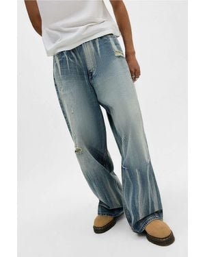 Jaded London Bleached Scuff Xl Colossus Jeans - Blue