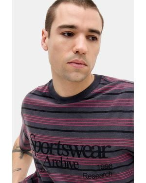 Urban Outfitters Uo Red Sportswear Stripe Short Sleeve T-shirt