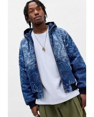 BDG Rex Laser Land Denim Skate Hooded Jacket - Blue