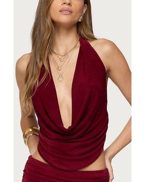 Edikted Caspia Cowl Neck Backless Top - Red