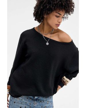 Urban Outfitters Uo Off The Shoulder Tunic Jumper - Black