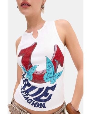 TRUE RELIGION Optic White Diamanté Tank Top