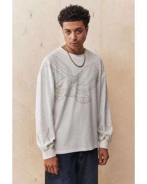 Ed Hardy Uo Exclusive White Waffle T-shirt - Grey