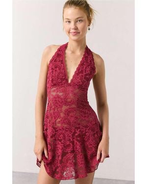 Out From Under Jena Lace Slip Dress - Red