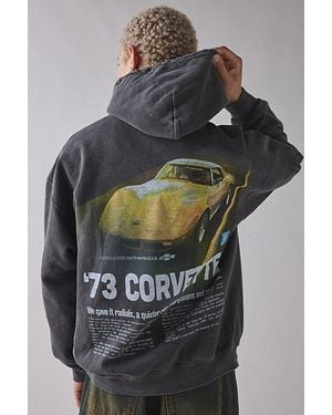 Urban Outfitters Corvette '73 Graphic Hoodie Sweatshirt - Grey