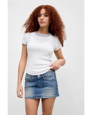 BDG Mid Blue Ultimate Denim Mini Skirt - White