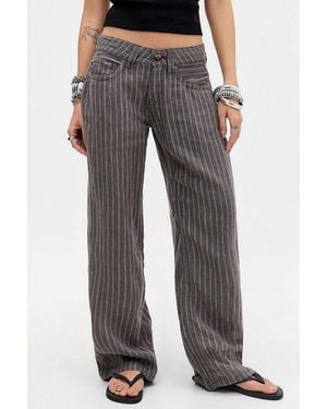 BDG Grey Kayla Stripe Linen Trousers