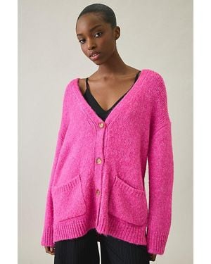 Steve Madden Finley Oversized V-Neck Cardigan - Pink