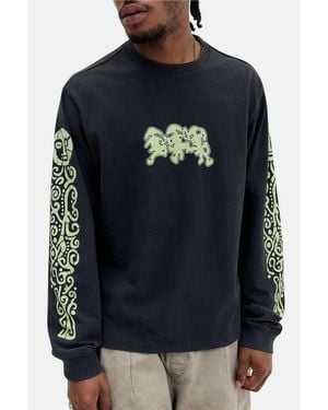 Ayker Black & Lime Totem Long Sleeve T-shirt - Blue