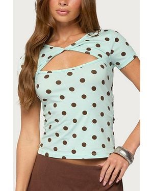 Edikted Saydee Polka Dot Twisted Cutout Top - Multicolor