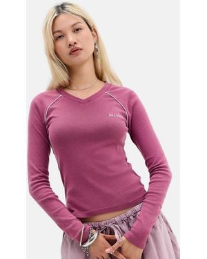 iets frans... High V-neck Long Sleeve T-shirt Xs At Urban Outfitters - Purple