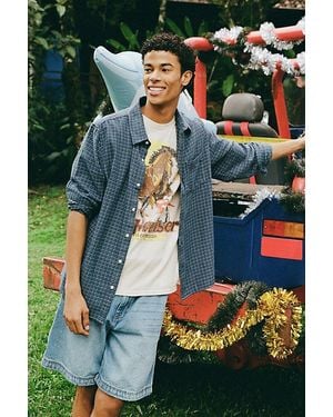 Urban Outfitters Uo The Baggy Flannel Shirt Top - Blue