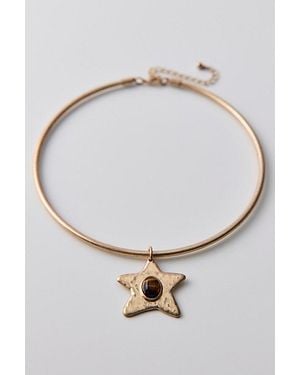 Urban Outfitters Tiger's Eye Shooting Star Pendant Wire Choker Necklace - White
