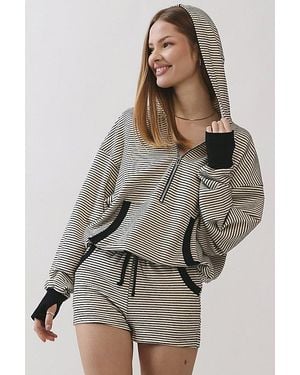 Personal Code Amiri Stripe Half Zip Up Hoodie - Gray