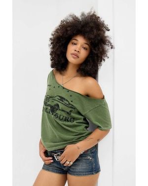Urban Outfitters Uo Wolfsburg Car Slash Neck T-shirt - Green