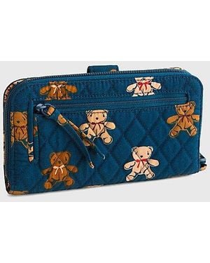 Vera Bradley Quilted Cotton Large Tab Wallet - Blue