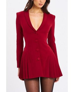 Miss Circle Delia Pleated Blazer Mini Dress - Red