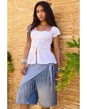 Urban Outfitters Uo Fringed Shawl - Blue