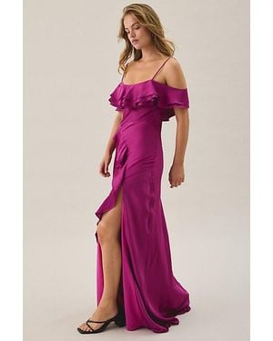 Lulus Aviva Asymmetric Ruffle Off-The-Shoulder Maxi Dress - Pink