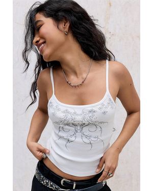 Urban Outfitters Uo Black Tattoo Grunge Vest Top Jacket - White