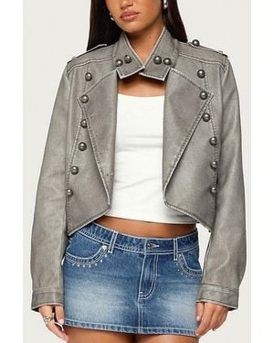 Edikted Torie Faux Leather Napoleon Jacket - Gray