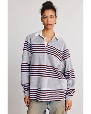 Out From Under Oversized Long Sleeve Rugby Shirt - Grey
