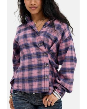 BDG Riley Casual Button Shirt - Purple
