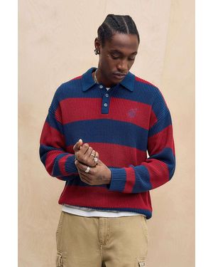 BDG Red & Blue Stripe Knit Rugby Shirt S At Urban Outfitters