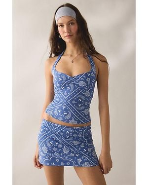 Out From Under Bec Pinch-Front Halter Cami - Blue