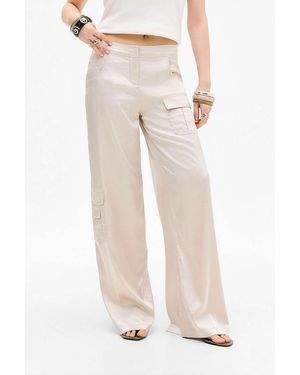 Motel Grania Satin Cargo Trousers - Natural