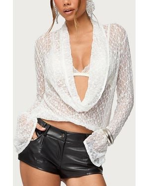 Edikted Lera Lacey Sheer Mesh Top - White