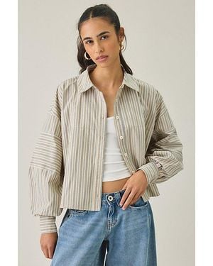 Daisy Street Frappe Boxy Striped Button-Down Shirt - Natural