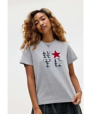 Urban Outfitters Uo Nyc Star Appliqué T-shirt - Grey