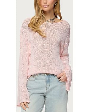 Edikted Drop Shoulder Light Knit Sweater - Red
