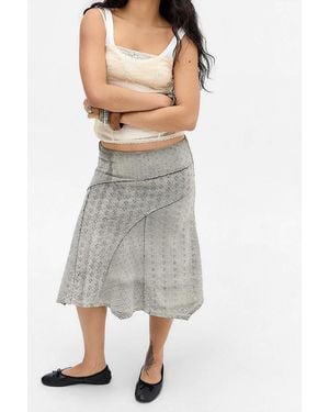 Urban Outfitters Uo Andi Broderie Midi Skirt - Grey