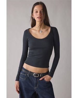 BDG Off Duty Rib Long Sleeve T-shirt - Blue