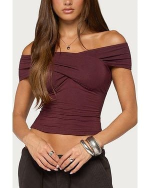 Edikted Kamrynn Off Shoulder Wrap Top - Purple