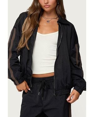 Edikted Kieran Stripey Nylon Track Jacket - Black