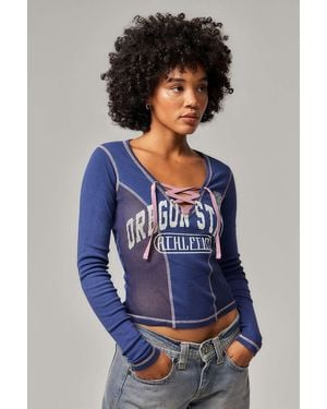 Urban Outfitters Uo Oregon State Lace-up Top - Blue