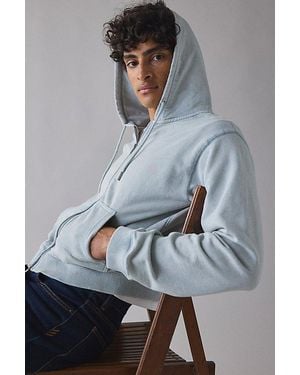 BDG Bonfire Solid Zip-Up Hoodie Sweatshirt - Gray