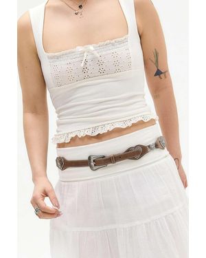 Urban Outfitters Uo Heart Mini Western Concho Belt - Grey