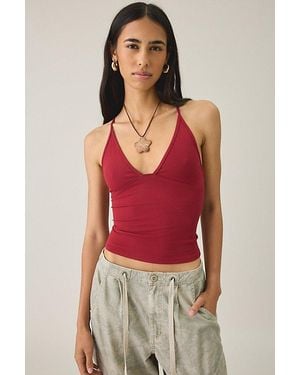 BDG Hold Me Tight Ribbed Racerback Cropped Cami - Red
