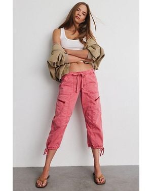 BDG Sidekick Crop Cotton Utility Pants - Red
