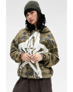 Urban Outfitters Uo Star Camo Zip-through Hoodie - Grey