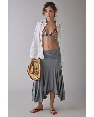 Kimchi Blue Jessica Asymmetric Low-Rise Midi Skirt - Gray