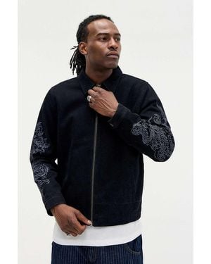 Ed Hardy Uo Exclusive Black Dragon Work Jacket - Blue