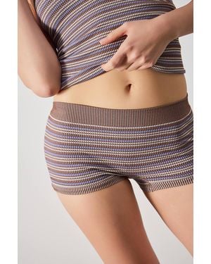 Out From Under Andi Seamless Stripe Micro Shorts - Grey
