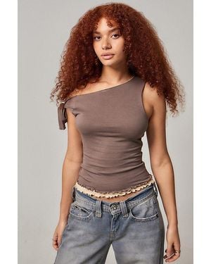 Urban Outfitters Uo Danica Asymmetric Top - Brown