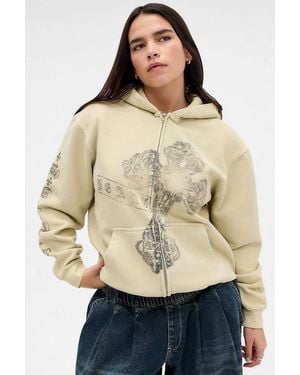 Silence + Noise Silence + Noise Grunge Cross Zip-through Hoodie - Natural