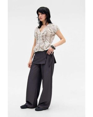 Daisy Street Vixen Side Tie Skirt Trousers - Blue